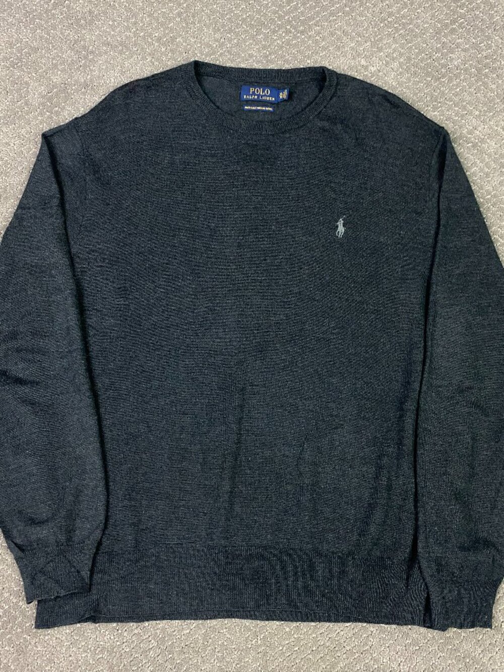 Polo Ralph Lauren Washable Merino Wool Sweater Mens XL Gray Crewneck Crew Neck